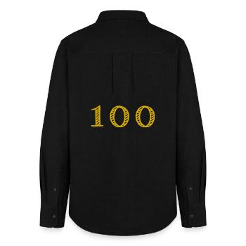 100. 100 YEARS. 100th ANNIVERSARY. 100 BIRTHDAY - Women's Oxford Shirt - black - Back - AI Model Female 172 light (172cm)
