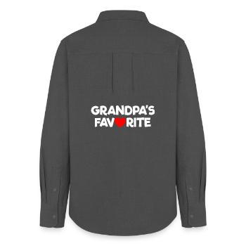 Favorite grandchild Red heart Grandpa's favorite - Women's Oxford Shirt - anthracite - Back - AI Model Female 172 light (172cm)