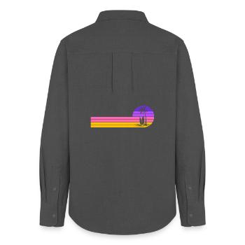 Beach sunset - Women's Oxford Shirt - anthracite - Back - AI Model Female 172 light (172cm)