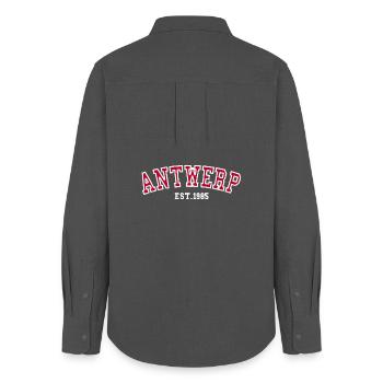 Antwerpen Est. 1985 - Frauen Oxford Hemd - Anthrazit - Hinten - AI Model Female 172 light (172cm)