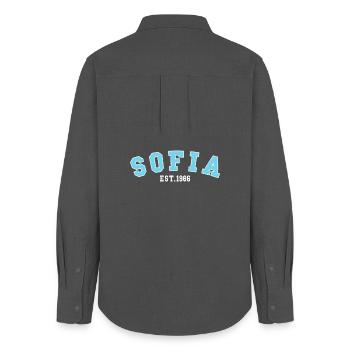 Sofia gegründet 1986 - Frauen Oxford Hemd - Anthrazit - Hinten - AI Model Female 172 light (172cm)