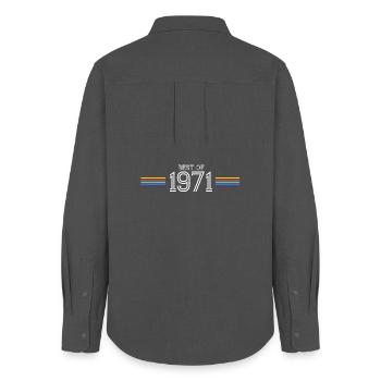 Best Of 1971 Funny Gift T-Shirt - Women's Oxford Shirt - anthracite - Back - AI Model Female 172 light (172cm)