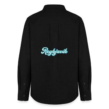 Reykjavik Neon Script - Women's Oxford Shirt - black - Back - AI Model Female 172 light (172cm)