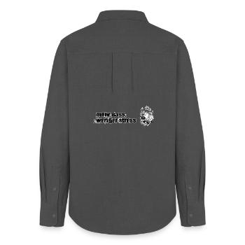 More bass, less stress - Women's Oxford Shirt - anthracite - Back - AI Model Female 172 light (172cm)