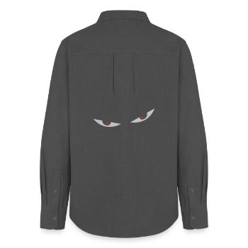 yeux de bande dessinée des yeux smiley - Chemise Oxford Femme - charbon - Dos - AI Model Female 172 light (172cm)