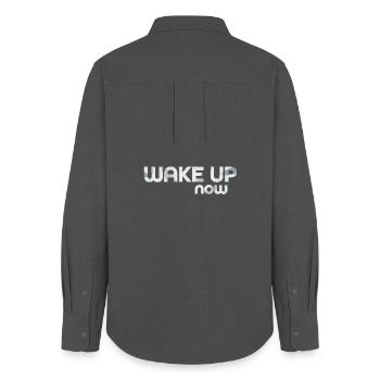 Wake up now - Women's Oxford Shirt - anthracite - Back - AI Model Female 172 light (172cm)