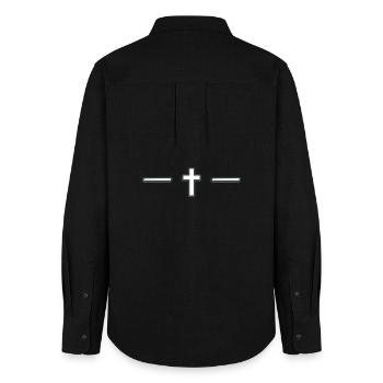 Centered Cross Line Motif - Women's Oxford Shirt - black - Back - AI Model Female 172 light (172cm)