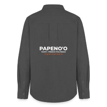 Papeno'o – Volcanic Memory - Women's Oxford Shirt - anthracite - Back - AI Model Female 172 light (172cm)