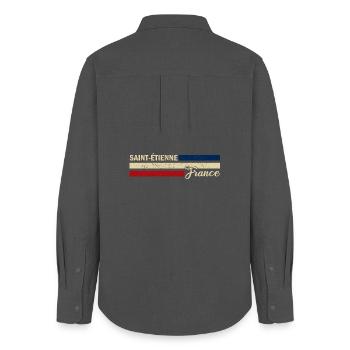 France - Saint-Etienne - France - Flag - Women's Oxford Shirt - anthracite - Back - AI Model Female 172 light (172cm)