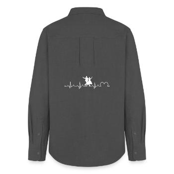 Folk Dance Heartbeat EKG Pulse Dancing Couple - Women's Oxford Shirt - anthracite - Back - AI Model Female 172 light (172cm)
