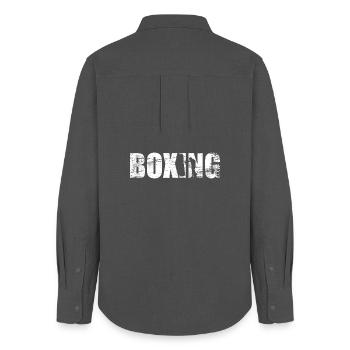 Boxe drôle - Chemise Oxford Femme - charbon - Dos - AI Model Female 172 light (172cm)