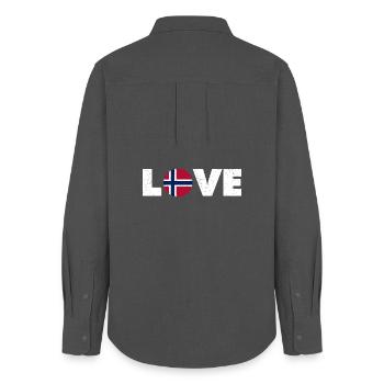 Norvège - Amour - Norge - Liebe - Norwegen - Chemise Oxford Femme - charbon - Dos - AI Model Female 172 light (172cm)