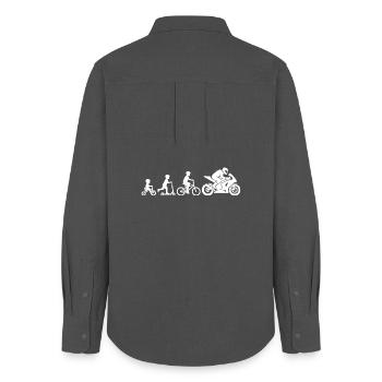 Fortbewegung Evolution: Fahrrad bis Motorrad - Frauen Oxford Hemd - Anthrazit - Hinten - AI Model Female 172 light (172cm)