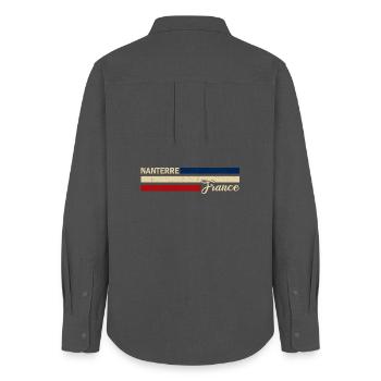 France - Nanterre - France - Flag - Stripes - Women's Oxford Shirt - anthracite - Back - AI Model Female 172 light (172cm)