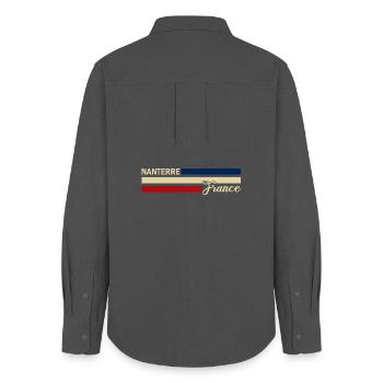 France - Nanterre - France - Flag - Stripes - Women's Oxford Shirt - anthracite - Back - AI Model Female 172 light (172cm)