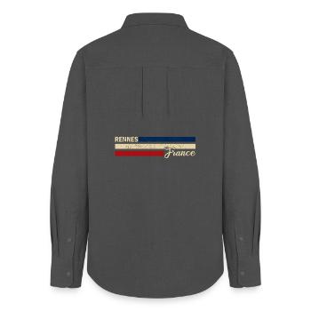 France - Rennes - France - Flag - Stripes - Women's Oxford Shirt - anthracite - Back - AI Model Female 172 light (172cm)