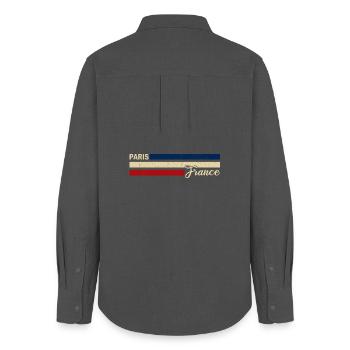 France - Paris - France - Flag - Stripes - Women's Oxford Shirt - anthracite - Back - AI Model Female 172 light (172cm)