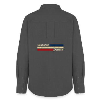 France - Saint-Denis - France - Flag - Women's Oxford Shirt - anthracite - Back - AI Model Female 172 light (172cm)