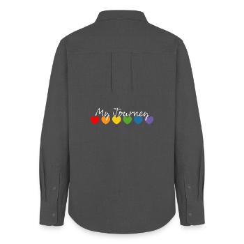 Regenbogenherzchen my journey weiss - Frauen Oxford Hemd - Anthrazit - Hinten - AI Model Female 172 light (172cm)