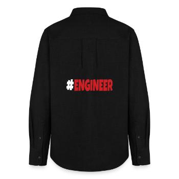 #engineer Weiß und Rot - Frauen Oxford Hemd - Schwarz - Hinten - AI Model Female 172 light (172cm)