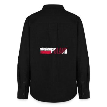 Poland Flag Bold Typography - Women's Oxford Shirt - black - Back - AI Model Female 172 light (172cm)
