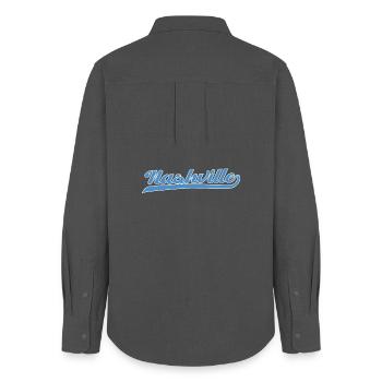 Nashville Script with Swing Line - Women's Oxford Shirt - anthracite - Back - AI Model Female 172 light (172cm)