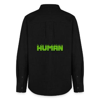 HUMAN Neon Pixel Glitch - Frauen Oxford Hemd - Schwarz - Hinten - AI Model Female 172 light (172cm)
