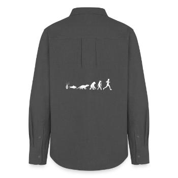 Evolutionlauf Fitness Silhouette - Frauen Oxford Hemd - Anthrazit - Hinten - AI Model Female 172 light (172cm)