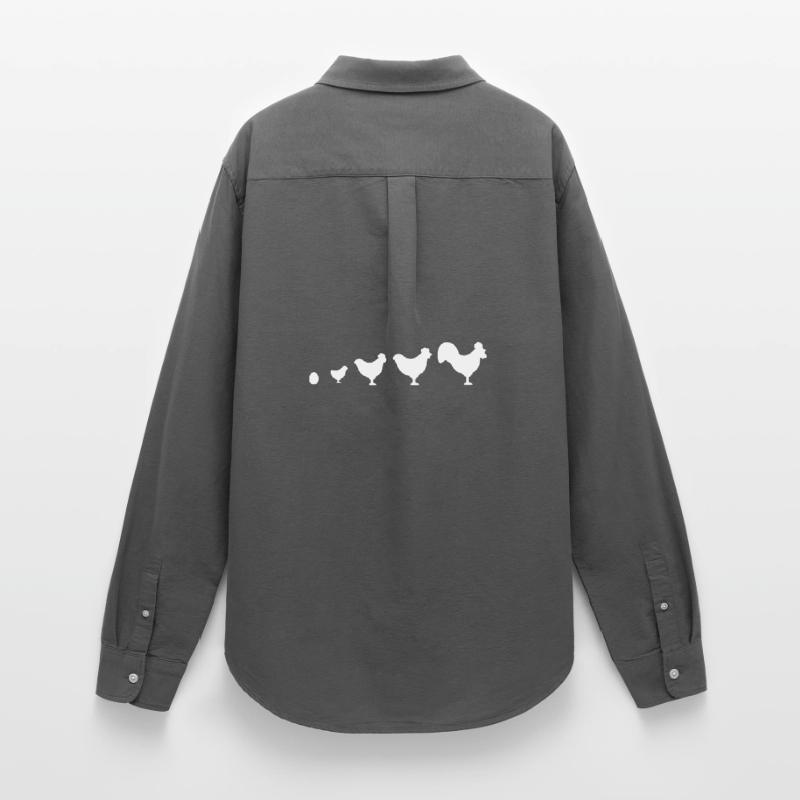 Evolution Farmer Poulet Coq Drôle Chemise Oxford Femme