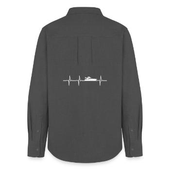 Heartbeat Boat Motorboat ECG Captain - Women's Oxford Shirt - anthracite - Back - AI Model Female 172 light (172cm)