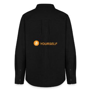 Bitcoin BTC - Frauen Oxford Hemd - Schwarz - Hinten - AI Model Female 172 light (172cm)