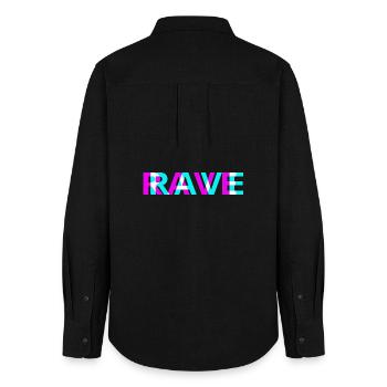 Conception du festival Rave Neon Techno - Chemise Oxford Femme - noir - Dos - AI Model Female 172 light (172cm)