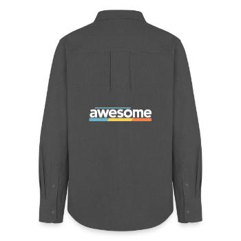 Conception typographique impressionnante - Chemise Oxford Femme - charbon - Dos - AI Model Female 172 light (172cm)