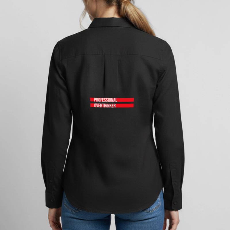 Professional Overthinker Funny Brooding Anxiety Logo Women's Oxford Shirt
