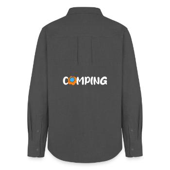 Camping Blume Comic Caravan Van Life Wohnmobil Fan - Frauen Oxford Hemd - Anthrazit - Hinten - AI Model Female 172 light (172cm)