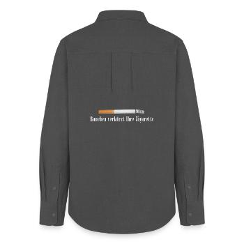 Rauchen Verkürzt Ihre Zigarette Lustiger Spruch - Frauen Oxford Hemd - Anthrazit - Hinten - AI Model Female 172 light (172cm)