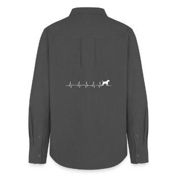 Pup Heartbeat Silhouette - Women's Oxford Shirt - anthracite - Back - AI Model Female 172 light (172cm)