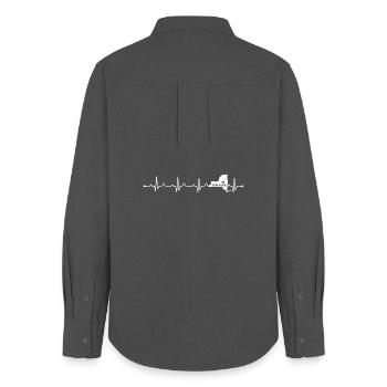 Cœur de New York NYC ECG Battement de cœur Fier State - Chemise Oxford Femme - charbon - Dos - AI Model Female 172 light (172cm)