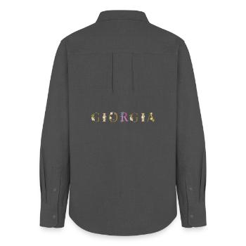 GIORGIA name decorated with flowers - Women's Oxford Shirt - anthracite - Back - AI Model Female 172 light (172cm)
