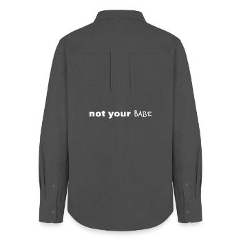 Not Your Babe. Minimal Statement Saying - Women's Oxford Shirt - anthracite - Back - AI Model Female 172 light (172cm)