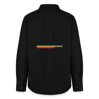 Retro Skyline Sunset Stripes - Women's Oxford Shirt - black - Back - AI Model Female 172 light (172cm)