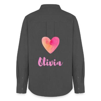 Olivia Rosa Herz Feminines Namensshirt Tee - Frauen Oxford Hemd - Anthrazit - Hinten - AI Model Female 172 light (172cm)