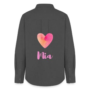 Mia Pink Heart Sweet Girl Aesthetic Shirt - Women's Oxford Shirt - anthracite - Back - AI Model Female 172 light (172cm)