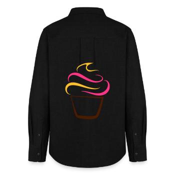 Cupcake pen drawing - Women's Oxford Shirt - black - Back - AI Model Female 172 light (172cm)