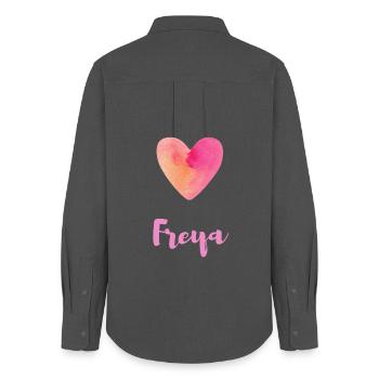 Freya Heart Esthétique Prénom de Fille Design - Chemise Oxford Femme - charbon - Dos - AI Model Female 172 light (172cm)