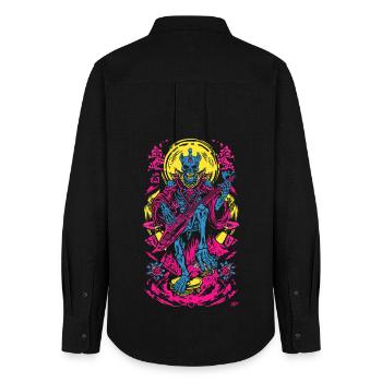 Neon Skeleton Guitariste - Chemise Oxford Femme - noir - Dos - AI Model Female 172 light (172cm)