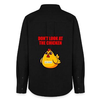 Ne regardez pas le poulet - Humour drôle - Chemise Oxford Femme - noir - Dos - AI Model Female 172 light (172cm)