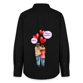 Happy Together – Romantic Watercolor Illustration - Women's Oxford Shirt - black - Back - AI Model Female 172 light (172cm)