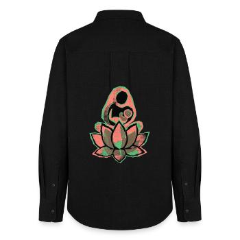 Mother Child Yoga - Women's Oxford Shirt - black - Back - AI Model Female 172 light (172cm)