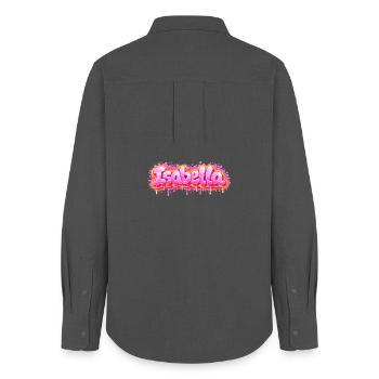 ISABELLA GRAFFITI NAME FOR PERFECT GIFT PRINTABLE  - Chemise Oxford Femme - charbon - Dos - AI Model Female 172 light (172cm)